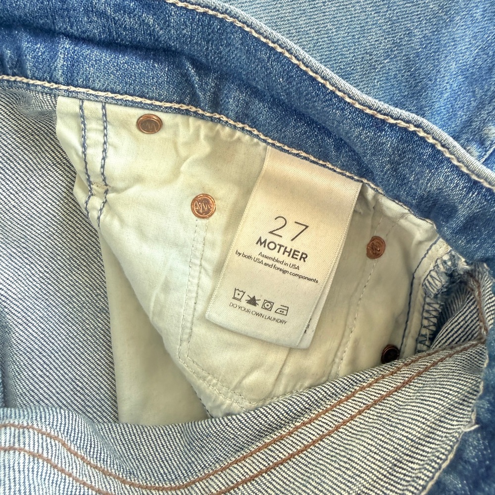 MOTHER Tomcat High-Rise Destroyed Jeans - Medium Blue - Picture 3 of 7